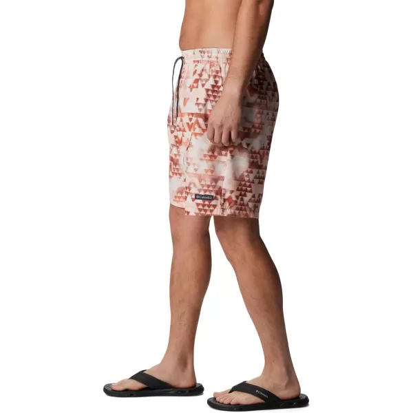 Columbia Mens Summertide Stretch Printed ShortDesert Orange Distant Peaks