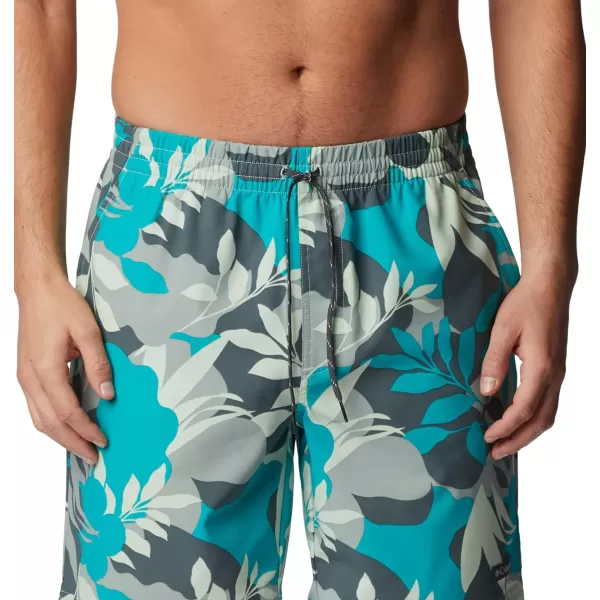 Columbia Mens Summertide Stretch Printed ShortIce Green Floriated