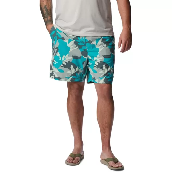 Columbia Mens Summertide Stretch Printed ShortIce Green Floriated