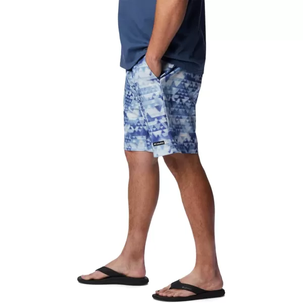 Columbia Mens Summertide Stretch Printed ShortPurple Lotus Distant Peaks