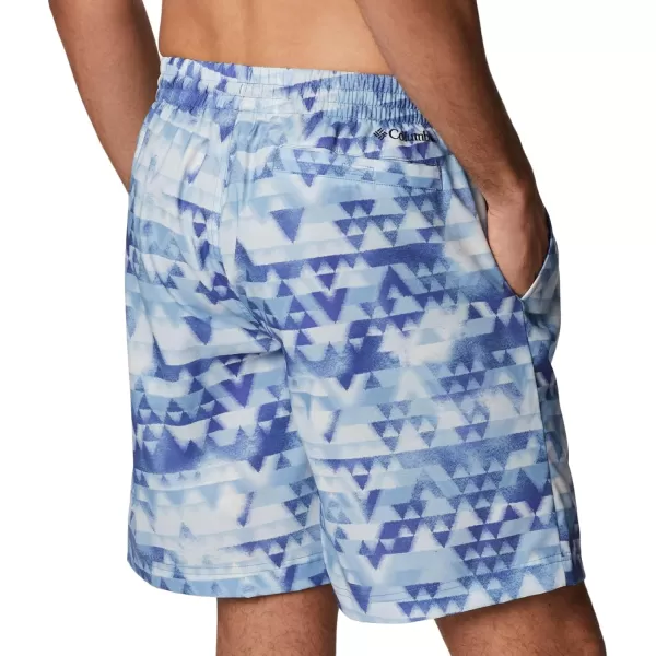 Columbia Mens Summertide Stretch Printed ShortPurple Lotus Distant Peaks