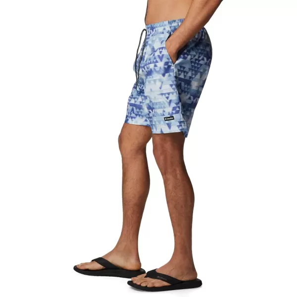 Columbia Mens Summertide Stretch Printed ShortPurple Lotus Distant Peaks