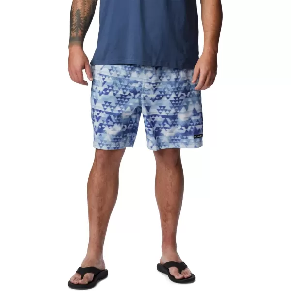 Columbia Mens Summertide Stretch Printed ShortPurple Lotus Distant Peaks