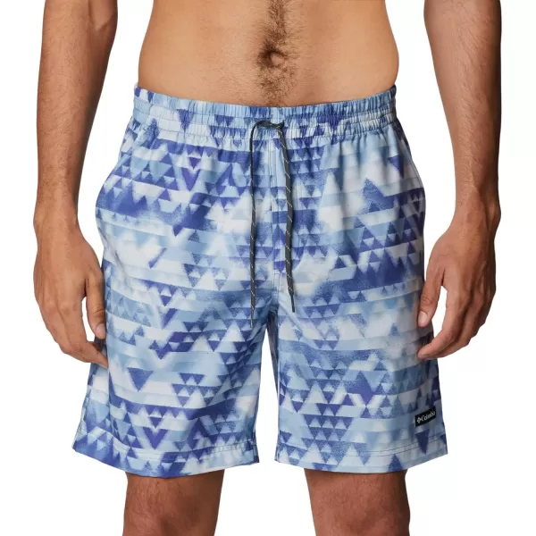 Columbia Mens Summertide Stretch Printed ShortPurple Lotus Distant Peaks