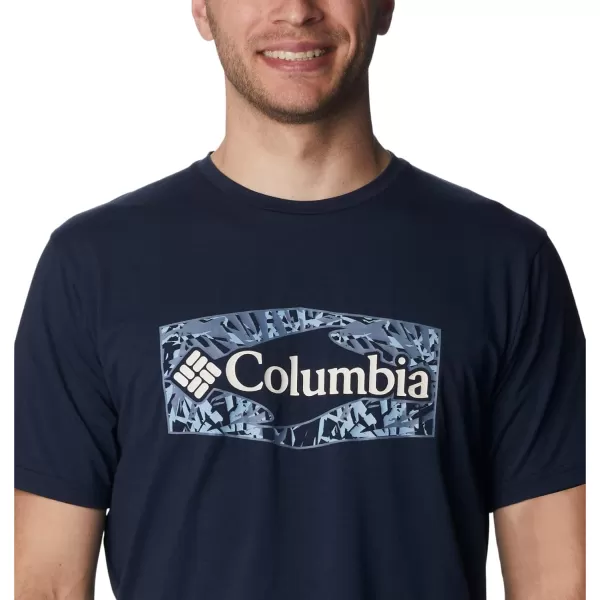 Columbia Mens Sun Trek Short Sleeve Graphic TeeCollegiate NavyPalmed Hex Graphic