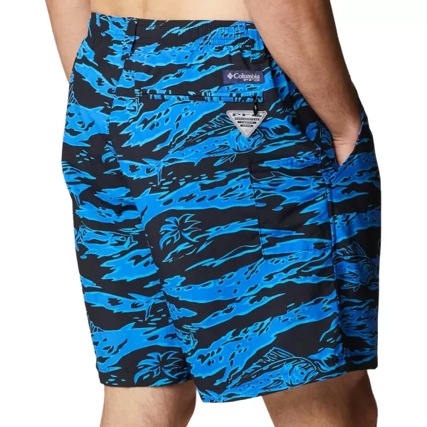 Columbia Mens Super Backcast Water ShortBlack Rough Waves Print