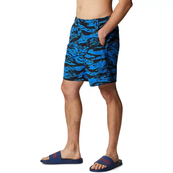 Columbia Mens Super Backcast Water ShortBlack Rough Waves Print