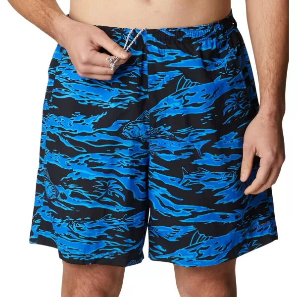 Columbia Mens Super Backcast Water ShortBlack Rough Waves Print