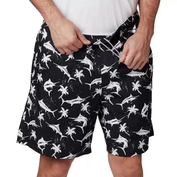 Columbia Mens Super Backcast Water ShortBlack Watery Fish Print