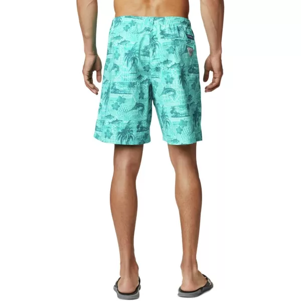 Columbia Mens Super Backcast Water ShortBright Aqua Polynesian Print