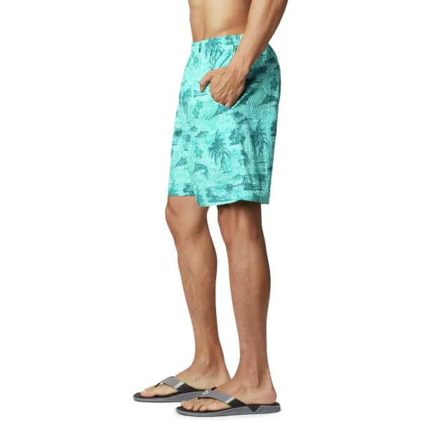 Columbia Mens Super Backcast Water ShortBright Aqua Polynesian Print