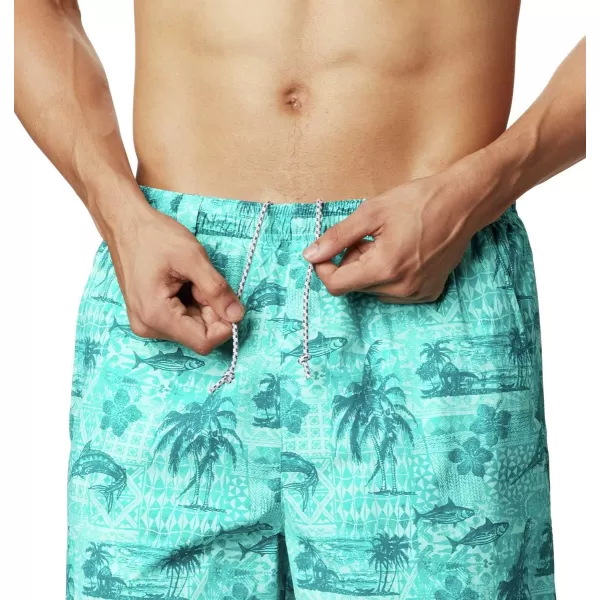 Columbia Mens Super Backcast Water ShortBright Aqua Polynesian Print