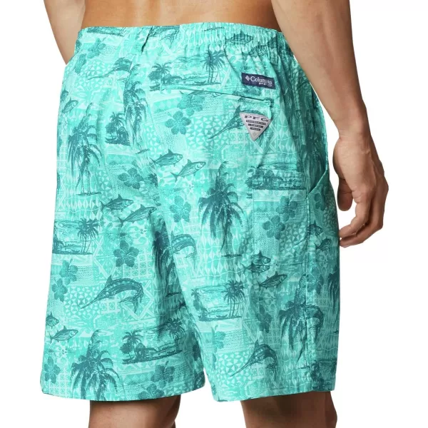 Columbia Mens Super Backcast Water ShortBright Aqua Polynesian Print