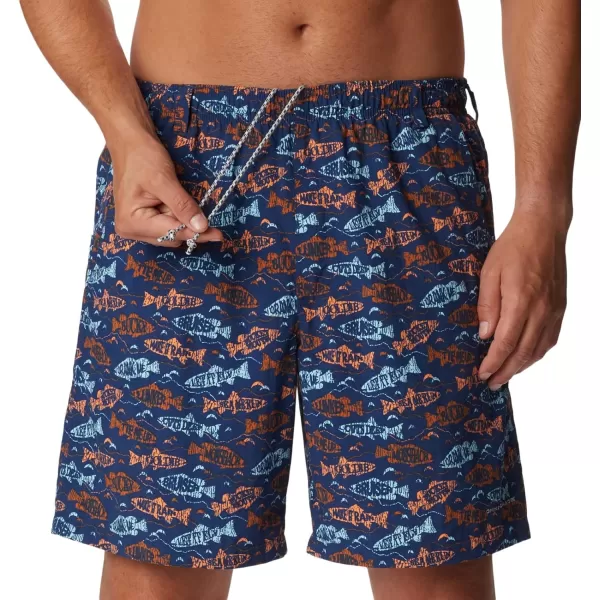 Columbia Mens Super Backcast Water ShortCarbon Fishfinder Print