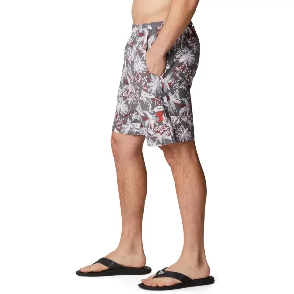 Columbia Mens Super Backcast Water ShortCity Grey Festive Fishin Print