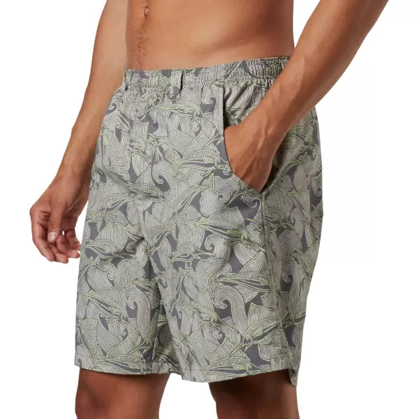 Columbia Mens Super Backcast Water ShortCity Grey Fish Wave Print