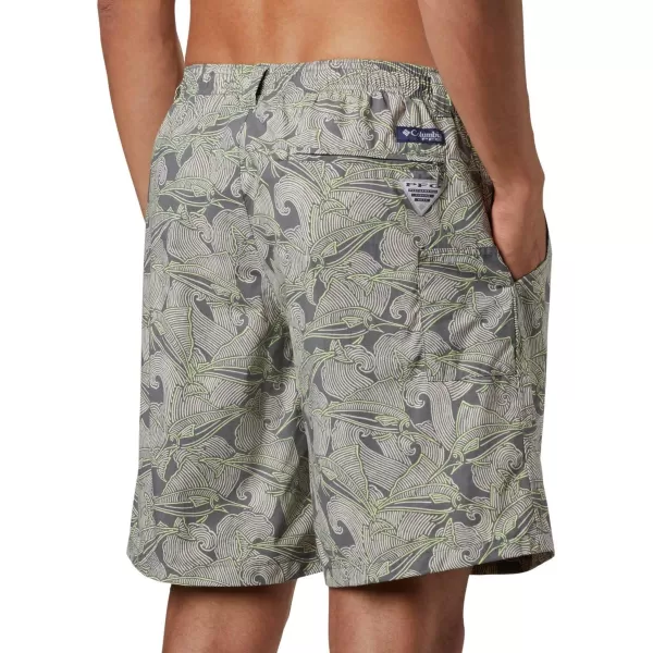 Columbia Mens Super Backcast Water ShortCity Grey Fish Wave Print