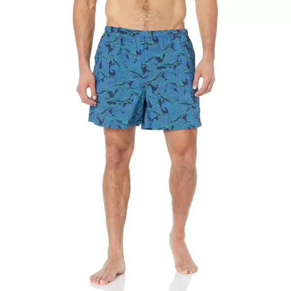 Columbia Mens Super Backcast Water ShortCollegiate Navy Fish Wave Print