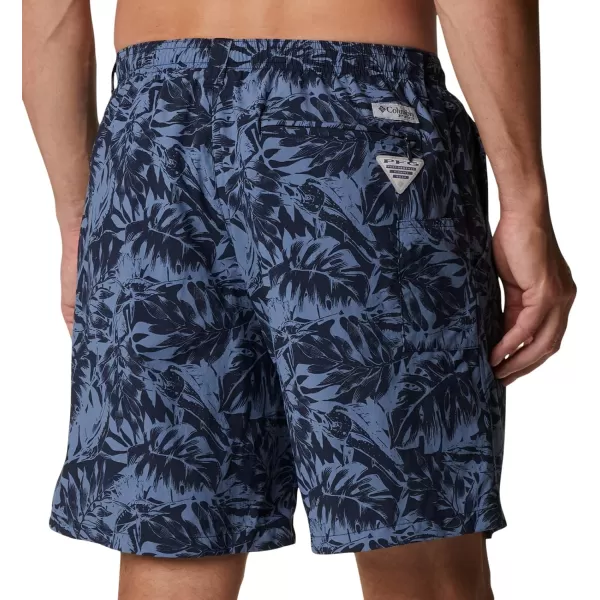 Columbia Mens Super Backcast Water ShortCollegiate Navy Hawaiian Throwback Print