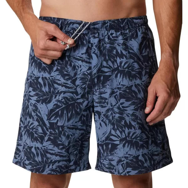 Columbia Mens Super Backcast Water ShortCollegiate Navy Hawaiian Throwback Print