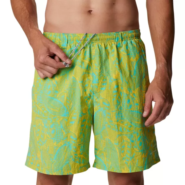 Columbia Mens Super Backcast Water ShortElectric Turquoise Crosshatched Tuna Print