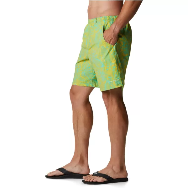 Columbia Mens Super Backcast Water ShortElectric Turquoise Crosshatched Tuna Print