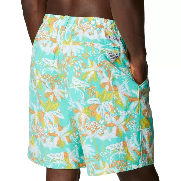 Columbia Mens Super Backcast Water ShortElectric Turquoise Festive Fishin Print