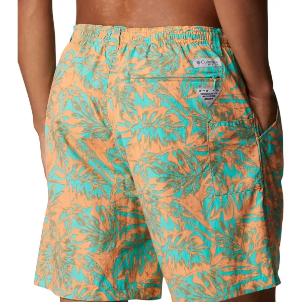 Columbia Mens Super Backcast Water ShortElectric Turquoise Hawaiian Throwback Print