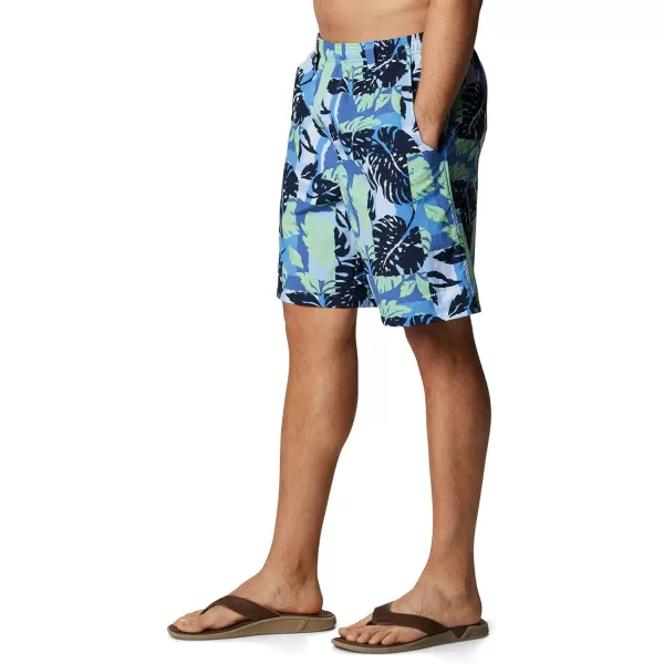 Columbia Mens Super Backcast Water ShortHarbor Blue Block Palms Print