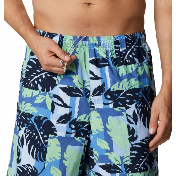 Columbia Mens Super Backcast Water ShortHarbor Blue Block Palms Print