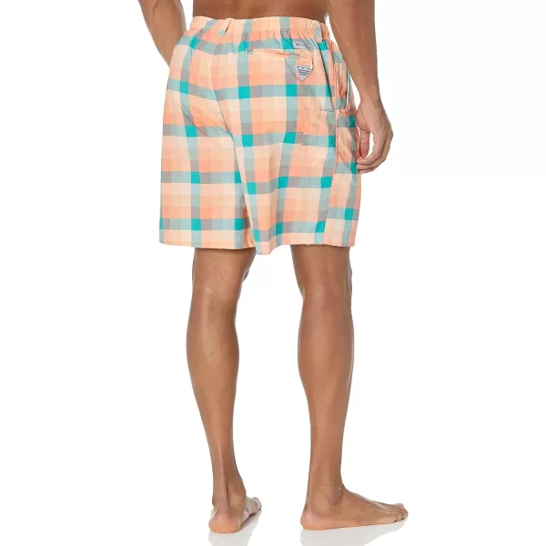 Columbia Mens Super Backcast Water ShortLight Coral Multi Gingham