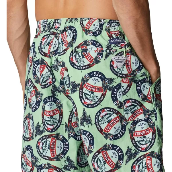 Columbia Mens Super Backcast Water ShortLime Glow Holiday Spirits Print