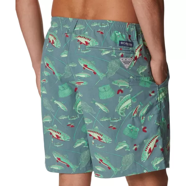 Columbia Mens Super Backcast Water ShortMetal Midwest Bounty Print