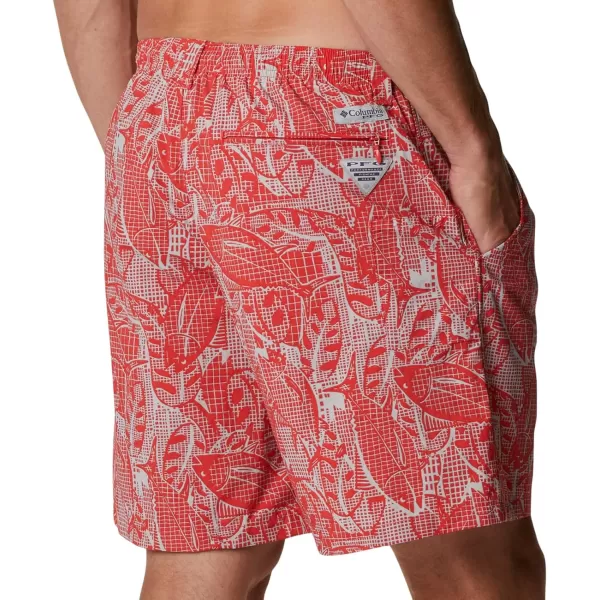 Columbia Mens Super Backcast Water ShortRed Hibiscus Crosshatched Tuna Print