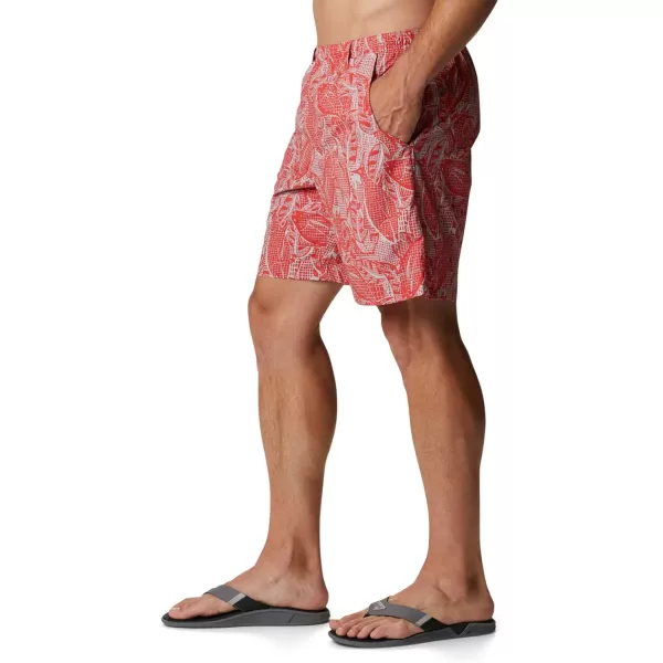 Columbia Mens Super Backcast Water ShortRed Hibiscus Crosshatched Tuna Print