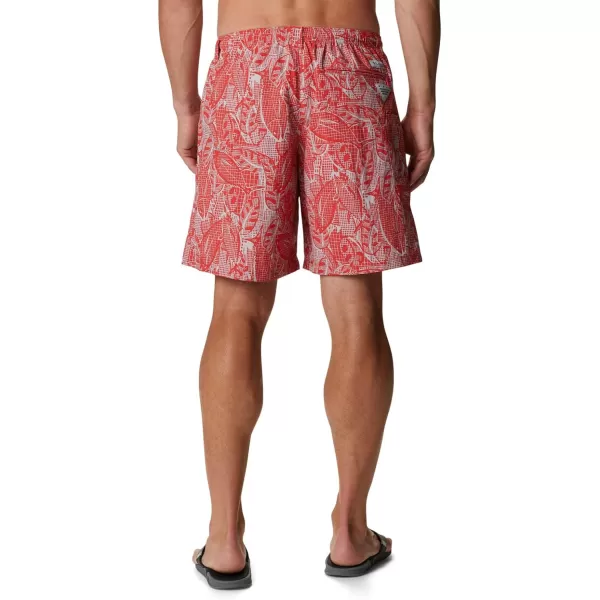 Columbia Mens Super Backcast Water ShortRed Hibiscus Crosshatched Tuna Print