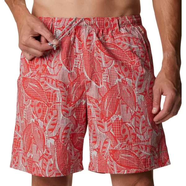 Columbia Mens Super Backcast Water ShortRed Hibiscus Crosshatched Tuna Print