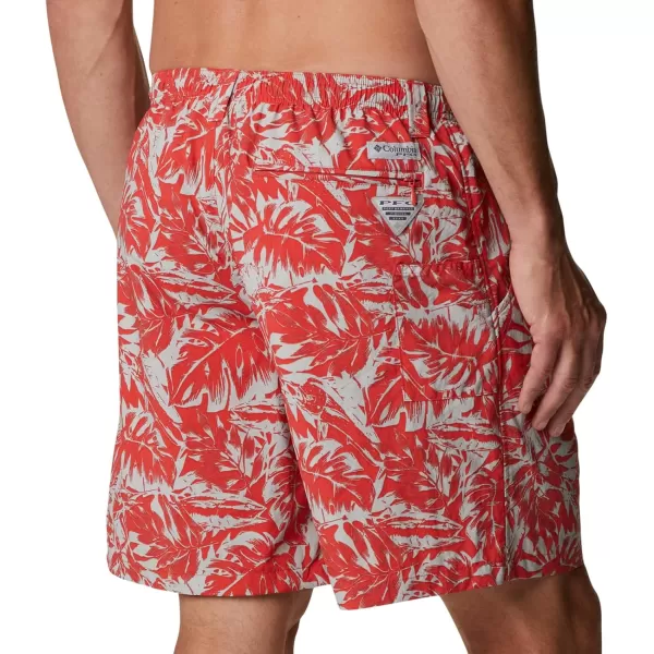 Columbia Mens Super Backcast Water ShortRed Hibiscus Hawaiian Throwback Print