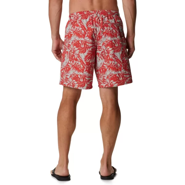 Columbia Mens Super Backcast Water ShortRed Hibiscus Hawaiian Throwback Print