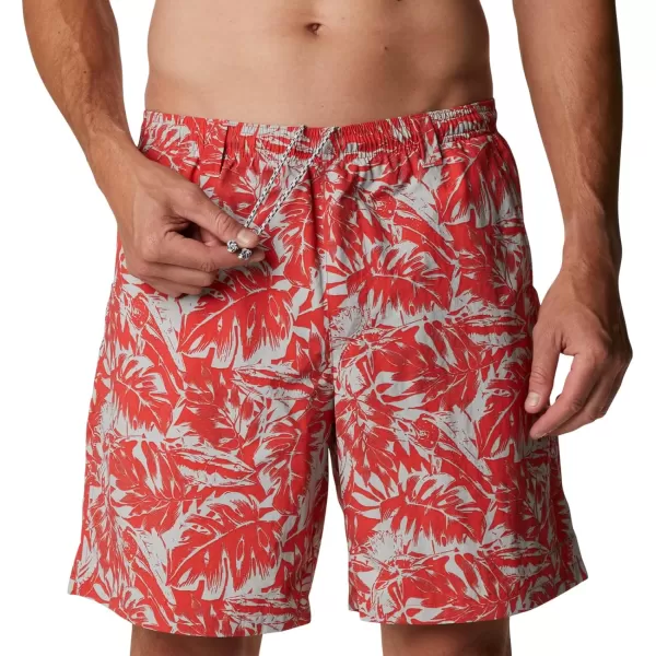 Columbia Mens Super Backcast Water ShortRed Hibiscus Hawaiian Throwback Print