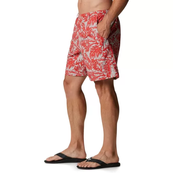 Columbia Mens Super Backcast Water ShortRed Hibiscus Hawaiian Throwback Print