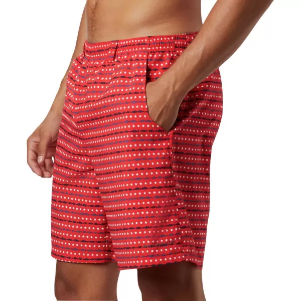 Columbia Mens Super Backcast Water ShortRed Spark Americana Print