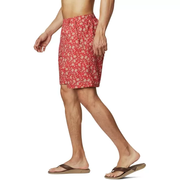 Columbia Mens Super Backcast Water ShortRed Spark Marlin Palms Print