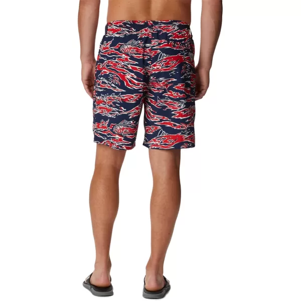 Columbia Mens Super Backcast Water ShortRed Spark Rough Waves Print