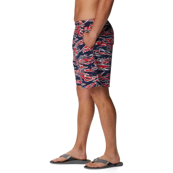 Columbia Mens Super Backcast Water ShortRed Spark Rough Waves Print