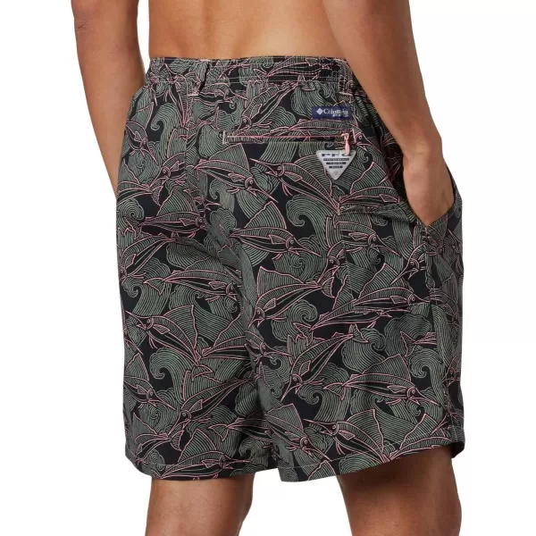 Columbia Mens Super Backcast Water ShortSorbet Fish Wave Print