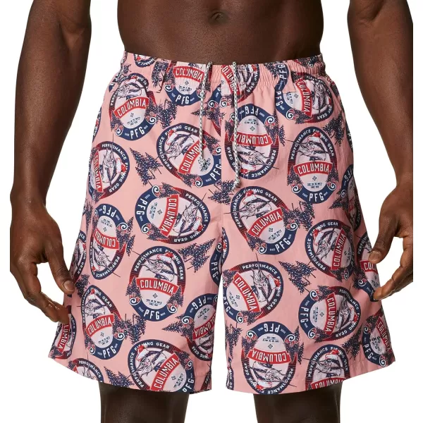 Columbia Mens Super Backcast Water ShortSorbet Holiday Spirits Print