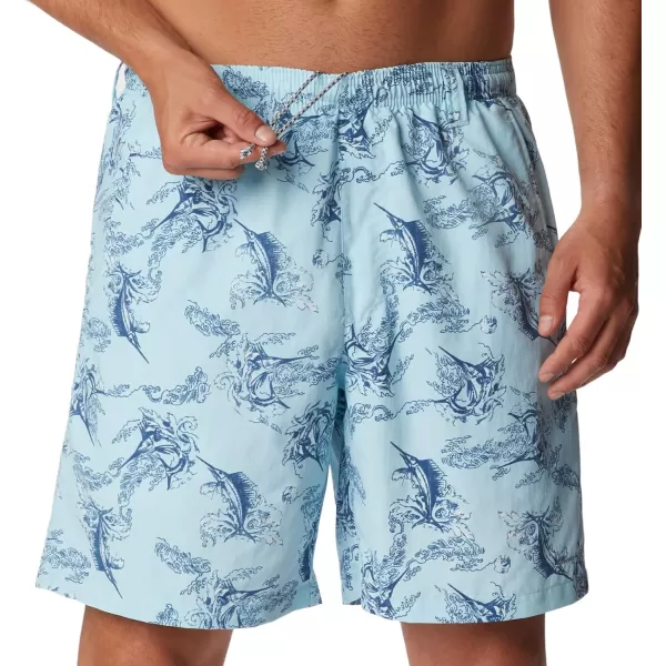 Columbia Mens Super Backcast Water ShortSpring Blue Sails Away Print