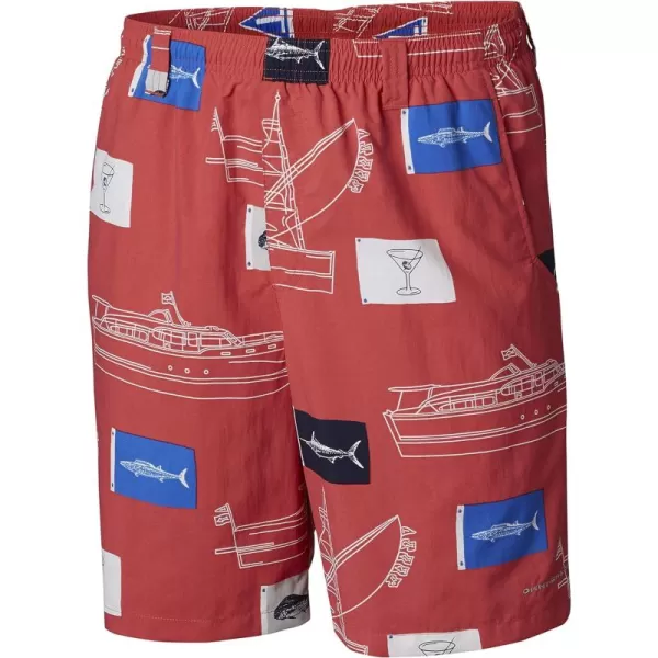 Columbia Mens Super Backcast Water ShortSunset Red Boat Flags Print