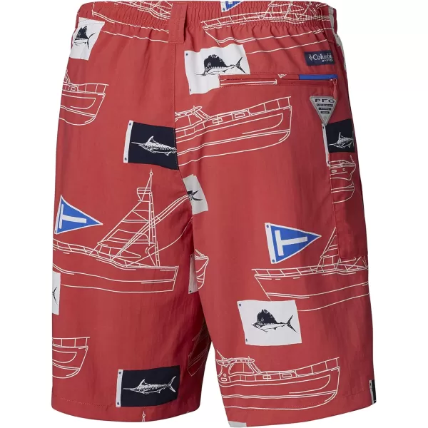 Columbia Mens Super Backcast Water ShortSunset Red Boat Flags Print